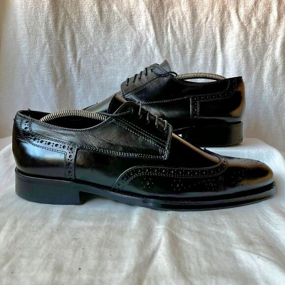 Coach Stocton Men's Leather Wingtip Derby Dress Shoes Black Size 11.5 D Italy - Picture 1 of 9
